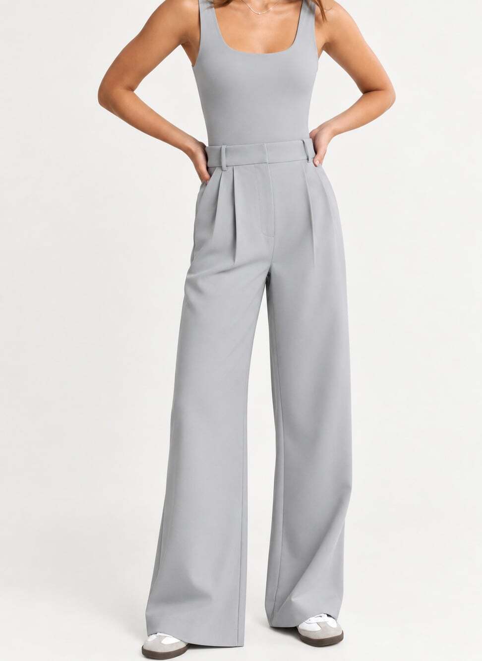 Abercrombie A&F Sloane Tailored Wide Leg Pant in Light Gray Size 26 Short